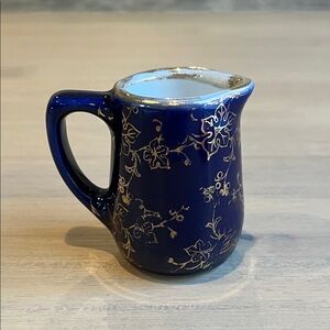 Vintage Fraunfelter Ohio Cobalt Blue and Gold Creamer Pitcher Cup